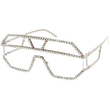 Pack of 12 Geometric Shape Rhinestone Sunglasses