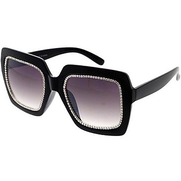 Pack of 12 RHINESTONED DETAILED SQUARE SUNGLASSES