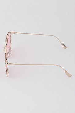 Pack of 12 RHINESTONED AVIATOR SQUARE SUNGLASSES