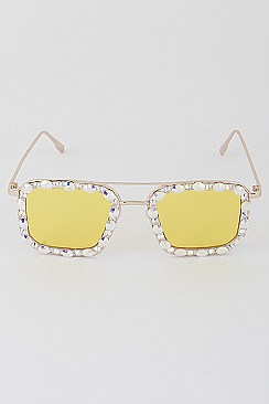 Pack of 12 RHINESTONED AVIATOR SQUARE SUNGLASSES