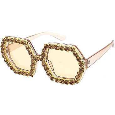 Pack of 12 Rhinestones Hexatone Sunglasses