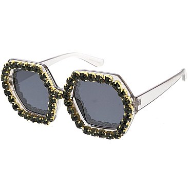 Pack of 12 Rhinestones Hexatone Sunglasses