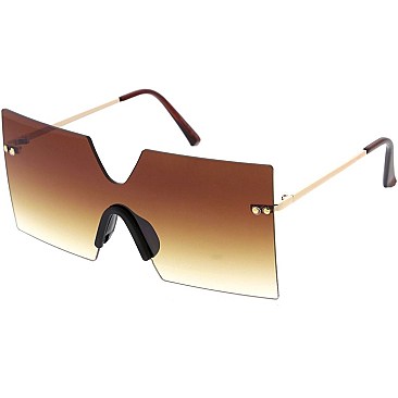 Pack of 12 Stylish Gradient Rimless Shield Sunglasses