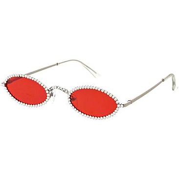 Pack of 12 Rhinestone Oval Sunglasses