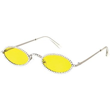 Pack of 12 Rhinestone Oval Sunglasses