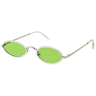 Pack of 12 Rhinestone Oval Sunglasses