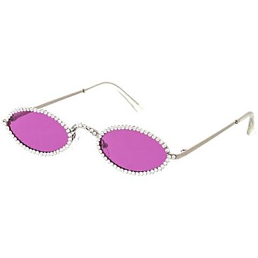 Pack of 12 Rhinestone Oval Sunglasses