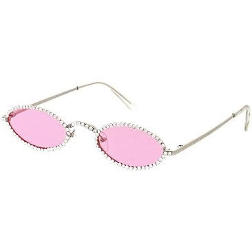 Pack of 12 Rhinestone Oval Sunglasses