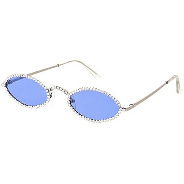 Pack of 12 Rhinestone Oval Sunglasses