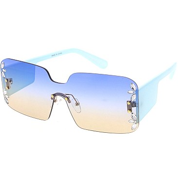 Pack of 12 Chic Shield Rhinestone Sunglasses