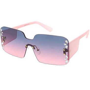 Pack of 12 Chic Shield Rhinestone Sunglasses