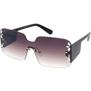 Pack of 12 Chic Shield Rhinestone Sunglasses