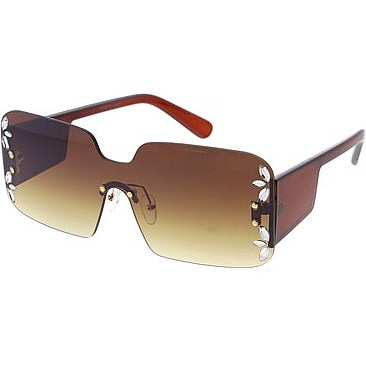 Pack of 12 Chic Shield Rhinestone Sunglasses