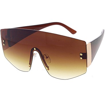 Pack of 12 Fashion Rimless N Beaded Shield Sunglasses