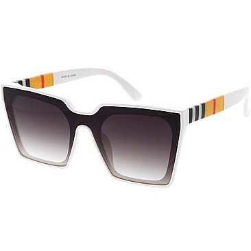 Pack of 12 Stylish  Side Striped Cat Eye Sunglasses