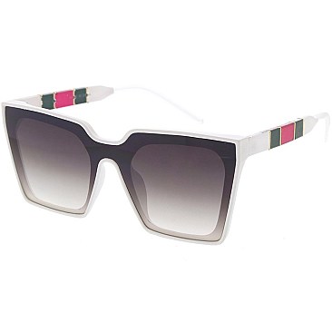 Pack of 12 Trendy Luxury Side Striped Square Sunglasses