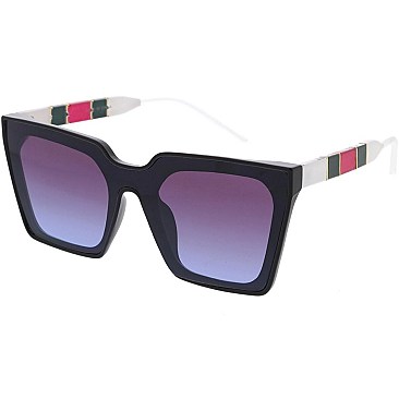 Pack of 12 Trendy Luxury Side Striped Square Sunglasses