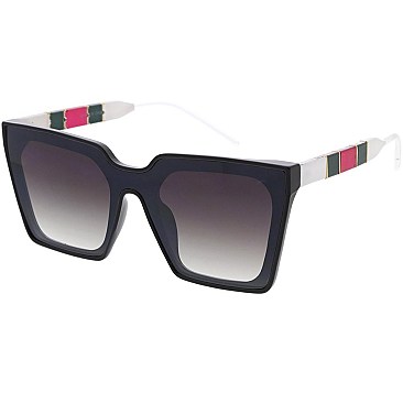 Pack of 12 Trendy Luxury Side Striped Square Sunglasses