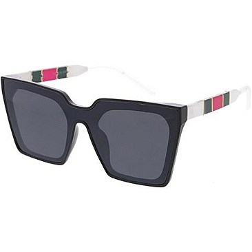 Pack of 12 Trendy Luxury Side Striped Square Sunglasses