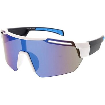 Pack of 12 Wide Lenses Colorful Sport Unisex Sunglasses