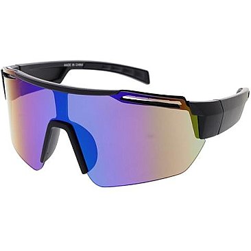 Pack of 12 Wide Lenses Colorful Sport Unisex Sunglasses
