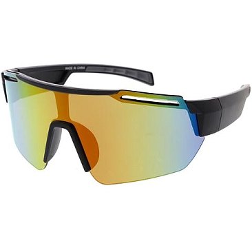 Pack of 12 Wide Lenses Colorful Sport Unisex Sunglasses