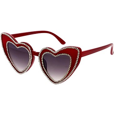 Pack of 12 Assorted Double Rhinestone Hearts Sunglasses