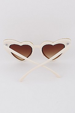 Pack of 12 Assorted Double Rhinestone Hearts Sunglasses