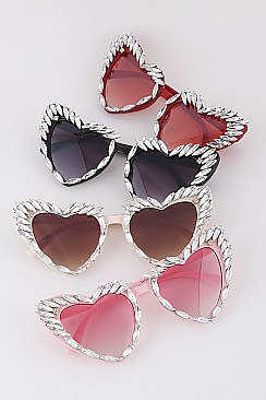 Pack of 12 Assorted Color Fashion Rhinestone Heart Sunglasses