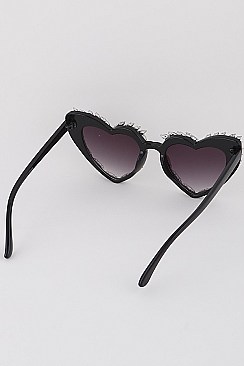 Pack of 12 Assorted Color Fashion Rhinestone Heart Sunglasses