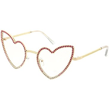 Pack of 12 Fashion Rhinestone Heart Sunglasses