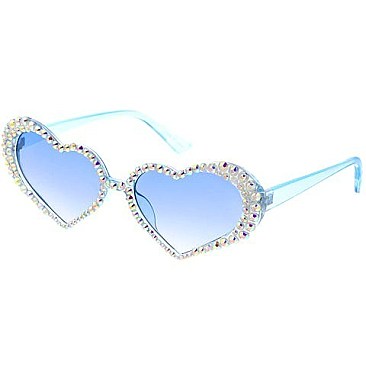 Pack of 12 Assorted Color Fashion Rhinestone Heart Sunglasses