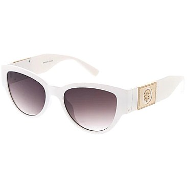 Pack of 12 Emblem Temple Cat Eye Retro Sunglasses
