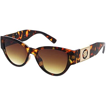 Pack of 12 Emblem Temple Cat Eye Retro Sunglasses