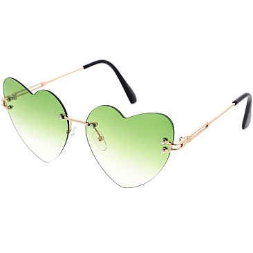 Pack of 12 Fashionable Cute Rimless Heart Sunglasses