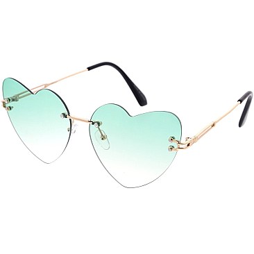 Pack of 12 Fashionable Cute Rimless Heart Sunglasses