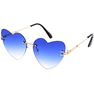 Pack of 12 Fashionable Cute Rimless Heart Sunglasses