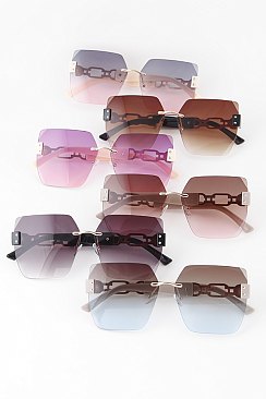 Pack of 12 Rimless Box Chain Sunglasses