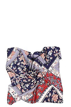 SQUARE MIXED PATTERN SILKY SCARF