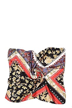 SQUARE MIXED PATTERN SILKY SCARF