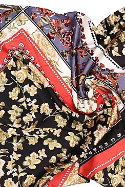 SQUARE MIXED PATTERN SILKY SCARF