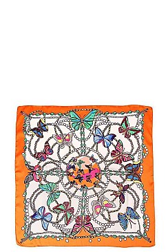 SQUARE BUTTERFLY SILKY BANDANA