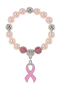 PACK OF 12 STYLISH BREAST CANCER RIBBON CHARM BRACELET