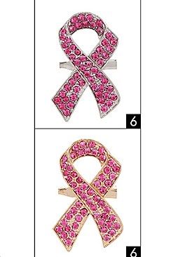 PACK OF 12 Pink Ribbon Brooches