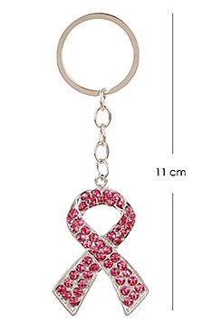 PACK OF 12 Pink Ribbon KEY CHAINS