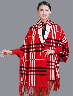 Plaid Pattern Blanket Scarf with Folding Colour