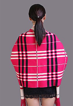 Plaid Pattern Blanket Scarf with Folding Colour