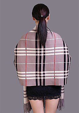 Plaid Pattern Blanket Scarf with Folding Colour