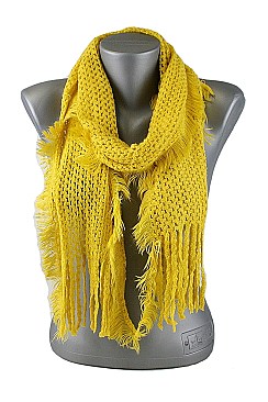 Pack of (12 pieces) Knitted Solid Scarves with Tassels