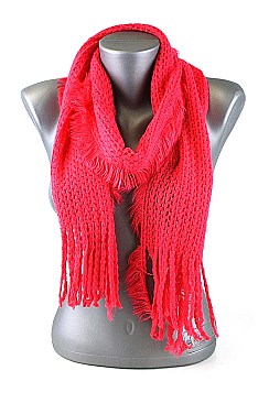 Pack of (12 pieces) Knitted Solid Scarves with Tassels